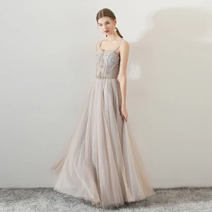 Elegante Champagner Abendkleider 2018 A Linie Perlenstickerei Kristall Off Shoulder Rückenfreies Ärmellos Lange Festliche Kleider