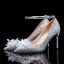 Sparkly Sølv Brudesko 2019 Krystall Paljetter Ankelstropp 9 cm Stiletthæler Spisse Pumps