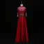 Chinese style Burgundy Evening Dresses  2019 A-Line / Princess High Neck Lace Flower Sequins Tassel 3/4 Sleeve Backless Floor-Length / Long Formal Dresses