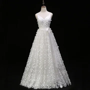 Chic Belle Ivoire Robe De Soirée 2019 Princesse Bretelles Spaghetti Appliques En Dentelle Noeud Sans Manches Dos Nu Longue Robe De Ceremonie
