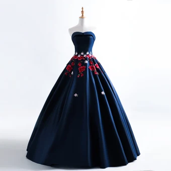 Chic Beautiful Navy Blue Prom Dresses 2019 A Line Princess Sweetheart Appliques Lace Sleeveless Backless Floor Length Long Formal Dresses