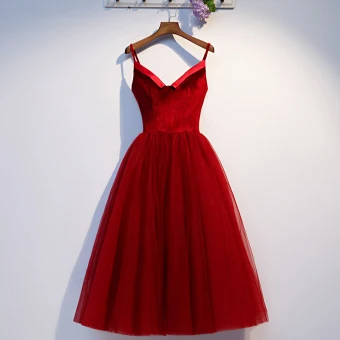 Chic Belle Bordeaux Voyage De Noces Robe De Graduation 2019 Princesse Bretelles Spaghetti Daim Sans Manches Dos Nu Courte Robe De Ceremonie