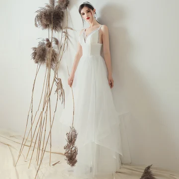 Simple Ivoire Robe De Mariée 2019 Princesse Bretelles Spaghetti Sans Manches Dos Nu Longue