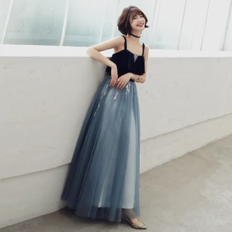 Chic Belle Bleu Roi Robe De Soirée 2019 Princesse Daim Bretelles Spaghetti Paillettes En Dentelle Fleur Sans Manches Dos Nu Longue Robe De Ceremonie