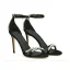 Mode Svarta Casual Sandaler Dam 2019 Läder Ankelband Rhinestone 10 cm Stilettklackar Peep Toe Högklackade