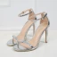 Modern / Fashion Silver Casual Womens Sandals 2019 Leather Ankle Strap 10 cm Stiletto Heels Open / Peep Toe Sandals