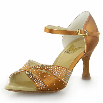 Chic Beautiful Bronze Rhinestone Prom Latin Dance Shoes 2021 7 Cm Stiletto Heels Open Peep Toe Womens Sandals High Heels