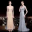 Luxury / Gorgeous Gold Evening Dresses  2019 Trumpet / Mermaid Scoop Neck Beading Sequins Pearl Crystal Rhinestone Sleeveless Sweep Train Formal Dresses