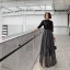 Modern / Fashion Black Evening Dresses  2019 A-Line / Princess Sequins High Neck 1/2 Sleeves Backless Floor-Length / Long Formal Dresses