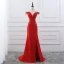 Chic / Belle Bordeaux Robe De Soirée 2019 Trompette / Sirène De l'épaule Perlage Paillettes En Dentelle Fleur Manches Courtes Dos Nu Train De Balayage Fendue devant Robe De Ceremonie