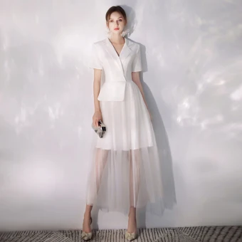 Elegant Ivory Evening Dresses 2019 A Line Princess V Neck Short Sleeve Ankle Length Formal Dresses