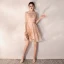 Modern / Fashion Pearl Pink Homecoming Graduation Dresses 2019 A-Line / Princess High Neck Appliques Sequins 1/2 Sleeves Knee-Length Formal Dresses