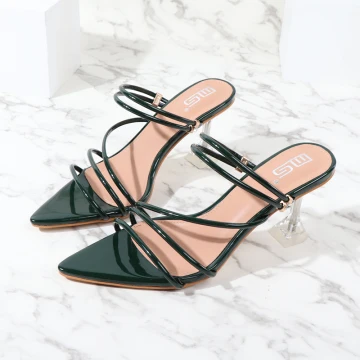 Sexy Dark Green Evening Party Womens Sandals 2021 7 Cm Stiletto Heels High Heels Open Peep Toe Sandals