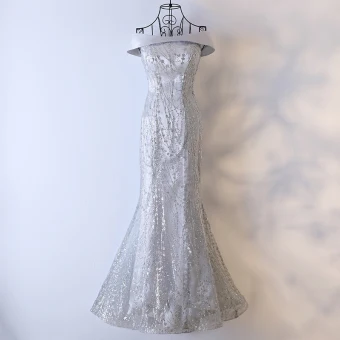 Amazing Unique Silver Evening Dresses 2017 Sequins Crossed Straps Sleeveless Square Neckline Floor Length Long Trumpet Mermaid Formal Dresses