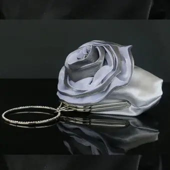 Flower Fairy Silver Clutch Bags Flower Rhinestone Velour Wedding Cocktail Party Evening Party 2019 Accessories