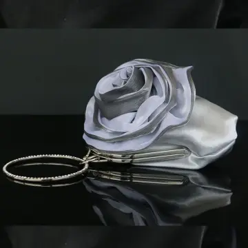 Blomsterfe Sølv Håndvesken Blomst Rhinestone Velour Bryllup Fest Aften 2019 Tilbehør