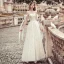 Modern / Fashion Champagne Evening Dresses  2019 A-Line / Princess Scoop Neck Pearl Lace Flower Sequins Sleeveless Backless Floor-Length / Long Formal Dresses