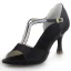 Fashion Black Rhinestone Prom Latin Dance Shoes 2021 T-Strap 7 cm Stiletto Heels Open / Peep Toe Womens Sandals High Heels