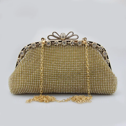 Glitzernden Bling Bling Gold Clutch Tasche Perlenstickerei Strass Velour Metall Cocktail Abend Brautaccessoires 2019