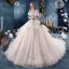 Fabulous Ivory Wedding Dresses 2019 A-Line / Princess V-Neck Pearl Appliques Lace Flower Short Sleeve Backless Royal Train
