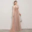 Schöne Pearl Rosa Abendkleider 2019 A Linie Spaghettiträger Perlenstickerei Kristall Perle Pailletten Ärmellos Rückenfreies Gespaltete Front Lange Festliche Kleider