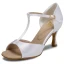 Chic / Beautiful White Prom Latin Dance Shoes 2021 T-Strap 7 cm Stiletto Heels Pointed Toe Womens Sandals High Heels