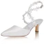 Simple Ivoire Satin Chaussure De Mariée 2021 Bride Cheville Faux Diamant En Dentelle Fleur 5 cm Talons Aiguilles À Bout Pointu Mariage Talons Hauts