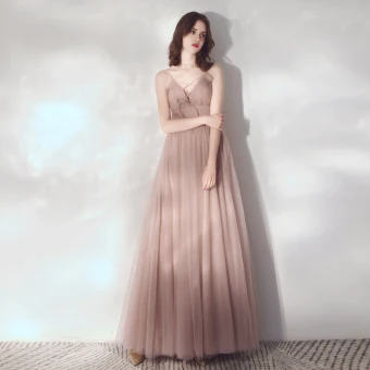 Chic Belle Rougissant Rose Robe De Soirée 2019 Princesse Volants Bretelles Spaghetti Noeud Sans Manches Dos Nu Longue Robe De Ceremonie