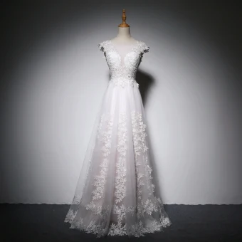 Elegant White Pearl Pink Evening Dresses 2018 A Line Princess Lace Appliques Scoop Neck Backless Sleeveless Floor Length Long Formal Dresses