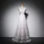 Élégant Blanche Perle Rose Robe De Soirée 2018 Princesse En Dentelle Appliques Encolure Dégagée Dos Nu Sans Manches Longue Robe De Ceremonie