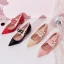 Härlig Pärla Rosa Tidsbeställning Damskor 2019 Lackläder Pärla Spänne 4 cm Låg Klack Spetsiga Pumps