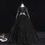 Classy Black Prom Dresses 2019 A-Line / Princess Scoop Neck Beading Crystal Pearl Rhinestone Lace Flower Short Sleeve Backless Floor-Length / Long Formal Dresses