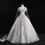Elegant Grey Prom Dresses 2019 A-Line / Princess Off-The-Shoulder Pearl Lace Flower Short Sleeve Backless Floor-Length / Long Formal Dresses