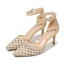 Fashion Beige Street Wear Spotted Womens Sandals 2021 Ankle Strap 7 cm Stiletto Heels Pointed Toe Sandals High Heels