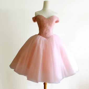 Elegant Pearl Pink Cocktail Dresses 2018 Ball Gown Beading Crystal Off The Shoulder Backless Sleeveless Short Formal Dresses