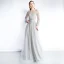 Luxury / Gorgeous Grey Evening Dresses  2019 A-Line / Princess Scoop Neck Handmade  Beading Long Sleeve Tassel Sweep Train Formal Dresses