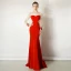 Luxury / Gorgeous Red Evening Dresses  2019 Trumpet / Mermaid Scoop Neck Lace Flower Long Sleeve Beading Tassel Sweep Train Formal Dresses