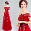 Fée Des Fleurs Rouge Robe De Bal 2019 Princesse De l'épaule Faux Diamant En Dentelle Appliques Manches Courtes Dos Nu Longue Robe De Ceremonie