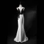 Classy Black White Evening Dresses  2019 Trumpet / Mermaid Spaghetti Straps Sleeveless Backless Sweep Train Formal Dresses