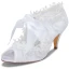 Piękne Białe Satyna Z Koronki Buty Ślubne 2021 Kokarda 6 cm Szpilki Peep Toe Ślub Wysokie Obcasy