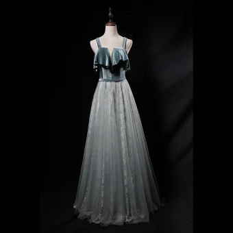 Chic Beautiful Jade Green Evening Dresses 2019 A Line Princess Spaghetti Straps Suede Sleeveless Backless Floor Length Long Formal Dresses