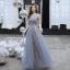 Modern / Fashion Ocean Blue Evening Dresses  2019 A-Line / Princess Scoop Neck Beading Sequins Lace Flower Sleeveless Backless Floor-Length / Long Formal Dresses