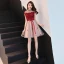 Charming Burgundy Party Dresses 2019 A-Line / Princess High Neck Crystal Lace Flower Appliques Cap Sleeves Short Formal Dresses