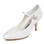 Modest / Simple Ivory Satin Wedding Shoes 2021 Lace Flower Wedding 7 cm Stiletto Heels Pointed Toe Pumps High Heels