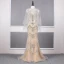 Haut de Gamme Champagne Détachable Avec Châle Robe De Soirée 2019 Trompette / Sirène V-Cou Fait main Perlage Cristal Faux Diamant Sans Manches Dos Nu Train De Balayage Robe De Ceremonie