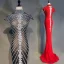 Luxe Noire Robe De Soirée 2019 Trompette / Sirène Col Haut Fait main Perlage Cristal Faux Diamant Mancherons Train De Balayage Robe De Ceremonie