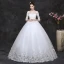 Classy White Pregnant Wedding Dresses 2019 Ball Gown Scoop Neck Appliques Lace 1/2 Sleeves Backless Floor-Length / Long