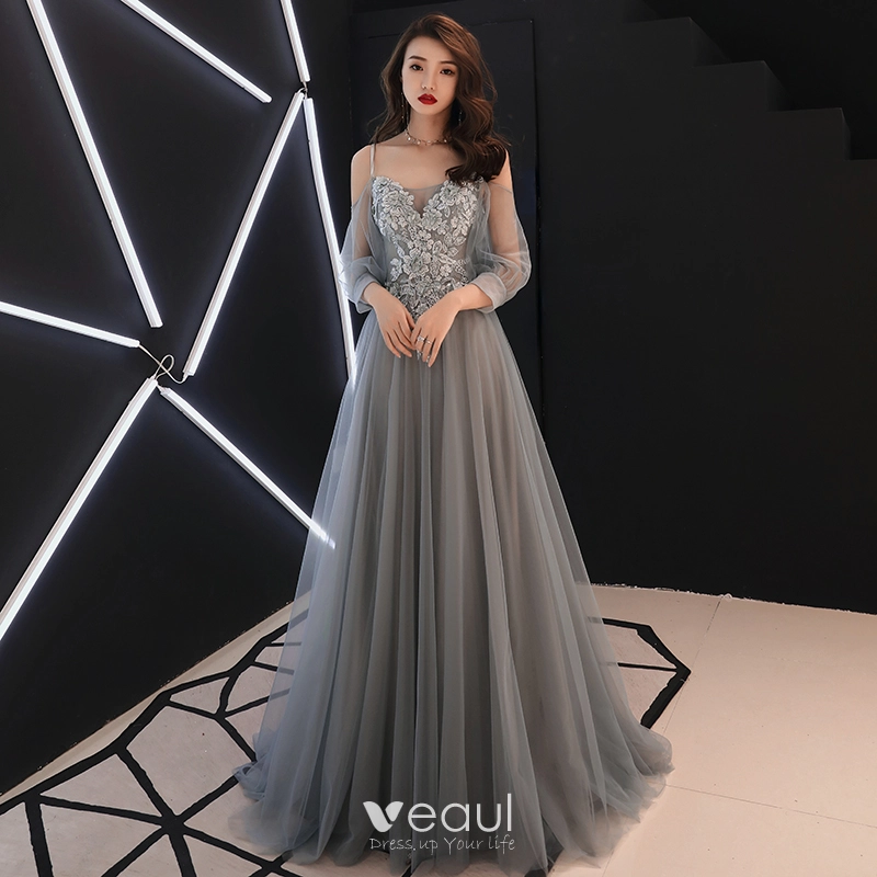 Grey formal 2024 dresses long