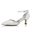 Enkla Elfenben Satin Brudskor 2021 Rhinestone Ankelband 5 cm Stilettklackar Spetsiga Bröllop Sandaler Högklackade
