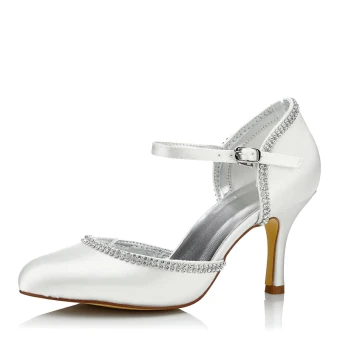 Chic Beautiful Ivory Rhinestone Wedding Shoes 2021 8 Cm Stiletto Heels Pointed Toe Wedding High Heels